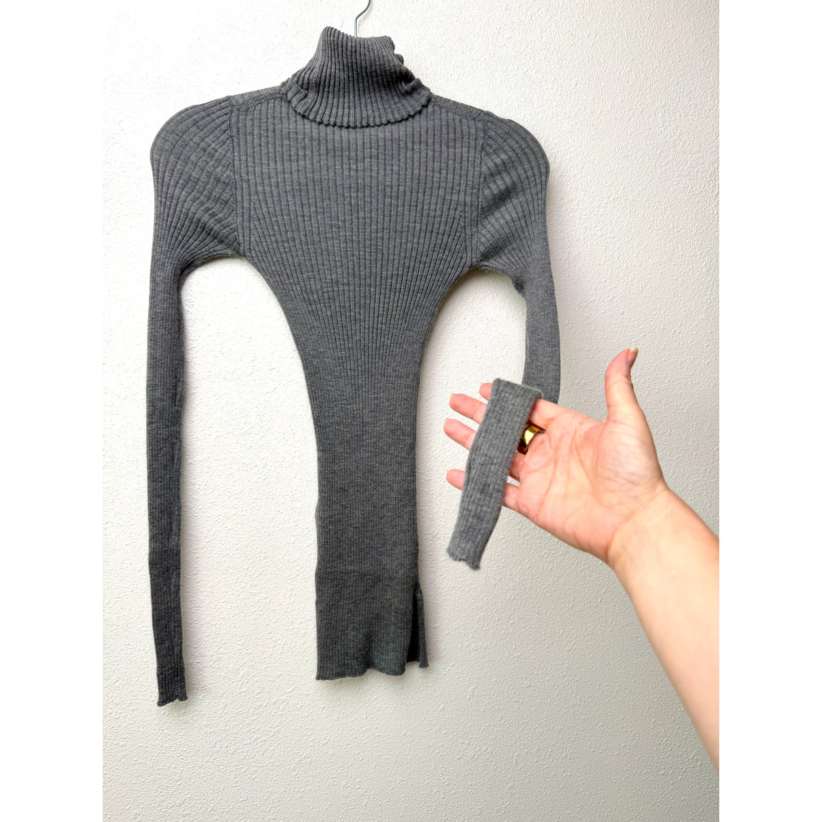 Quira Gray Cashmere Silk Turtleneck Tunic Women M