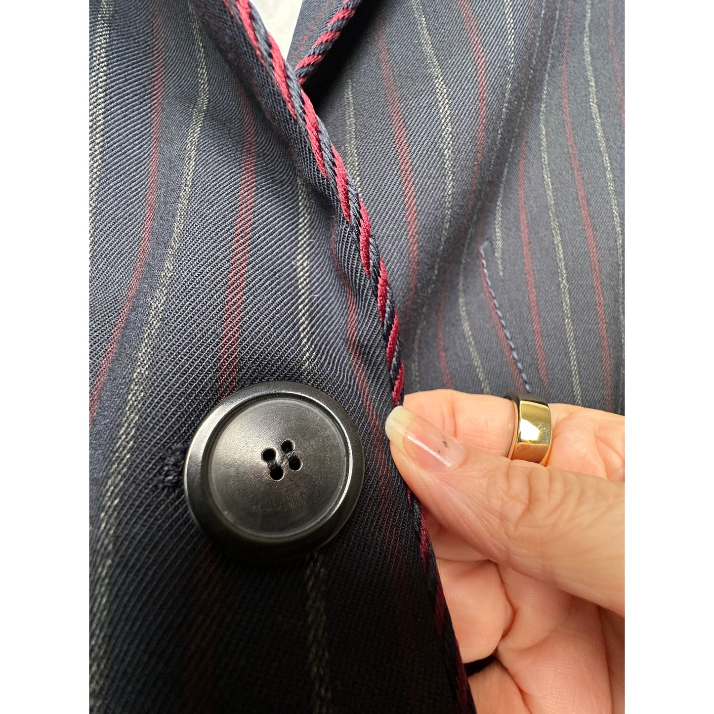 Piazza Sempione Colorblock Pinstripe Blazer Black/Red Women US 12