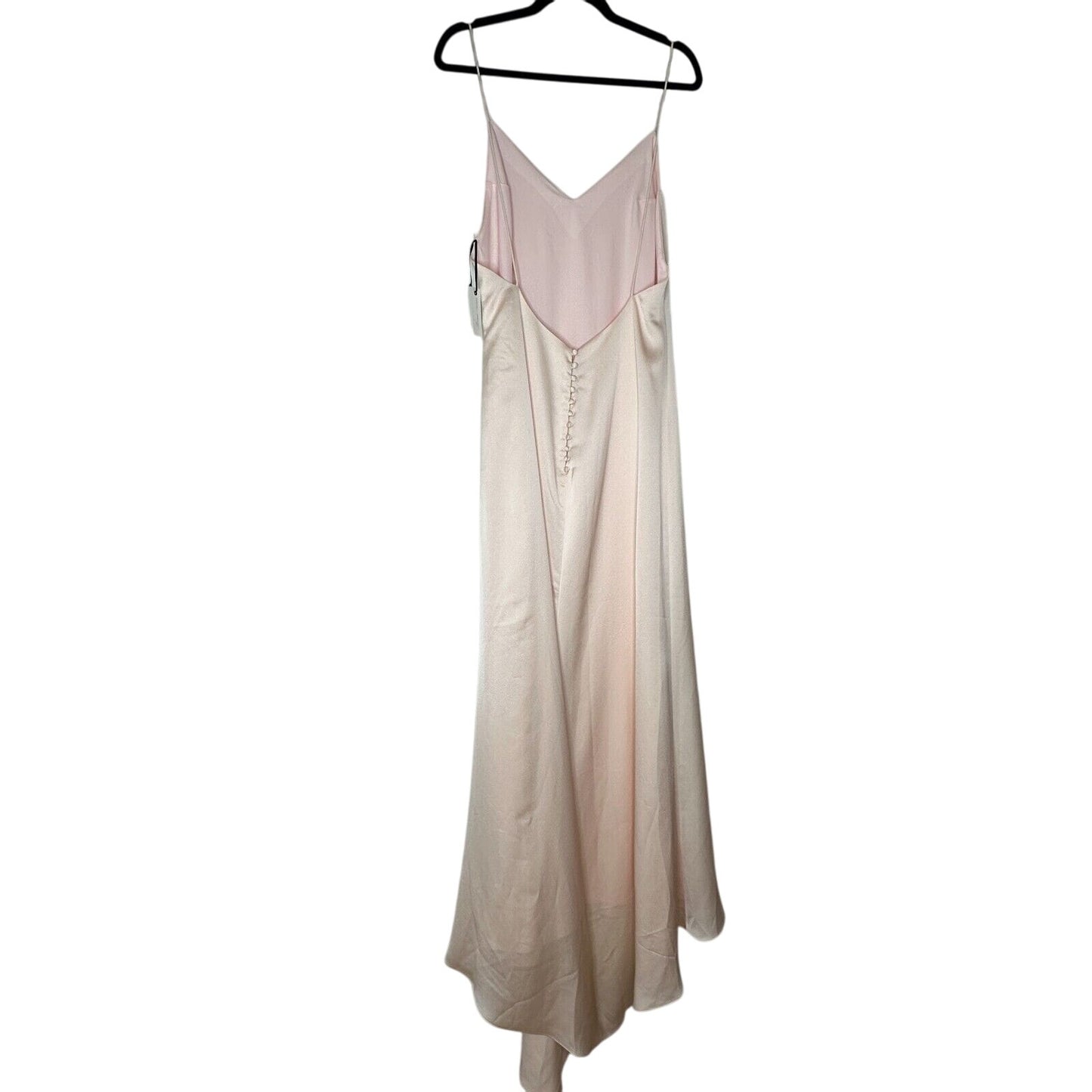 NWT Lovers + Friends The Slip Satin Maxi Dress Pink-Champagne Lined Back Button