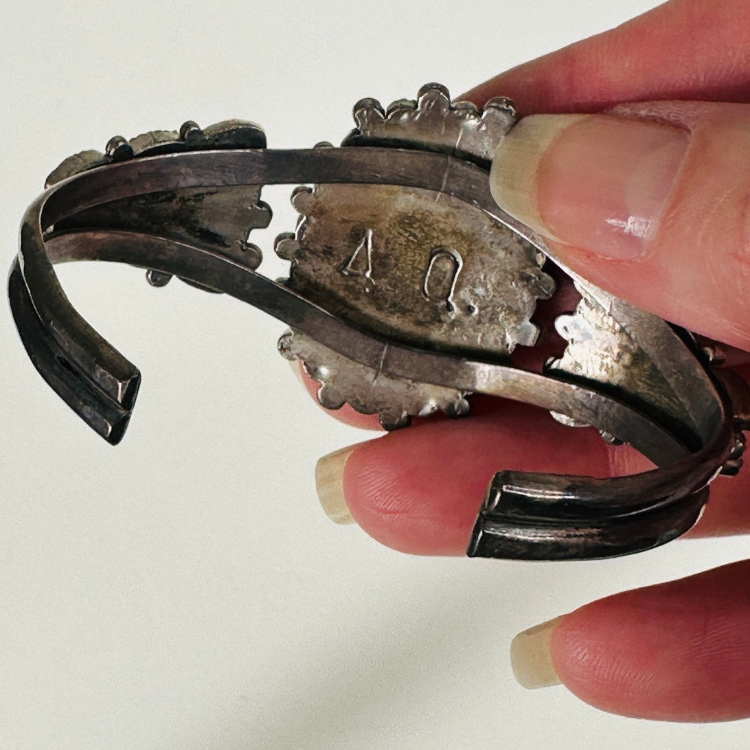 Vintage Zuni Alice Quam Turquoise Native American Silver Bracelet