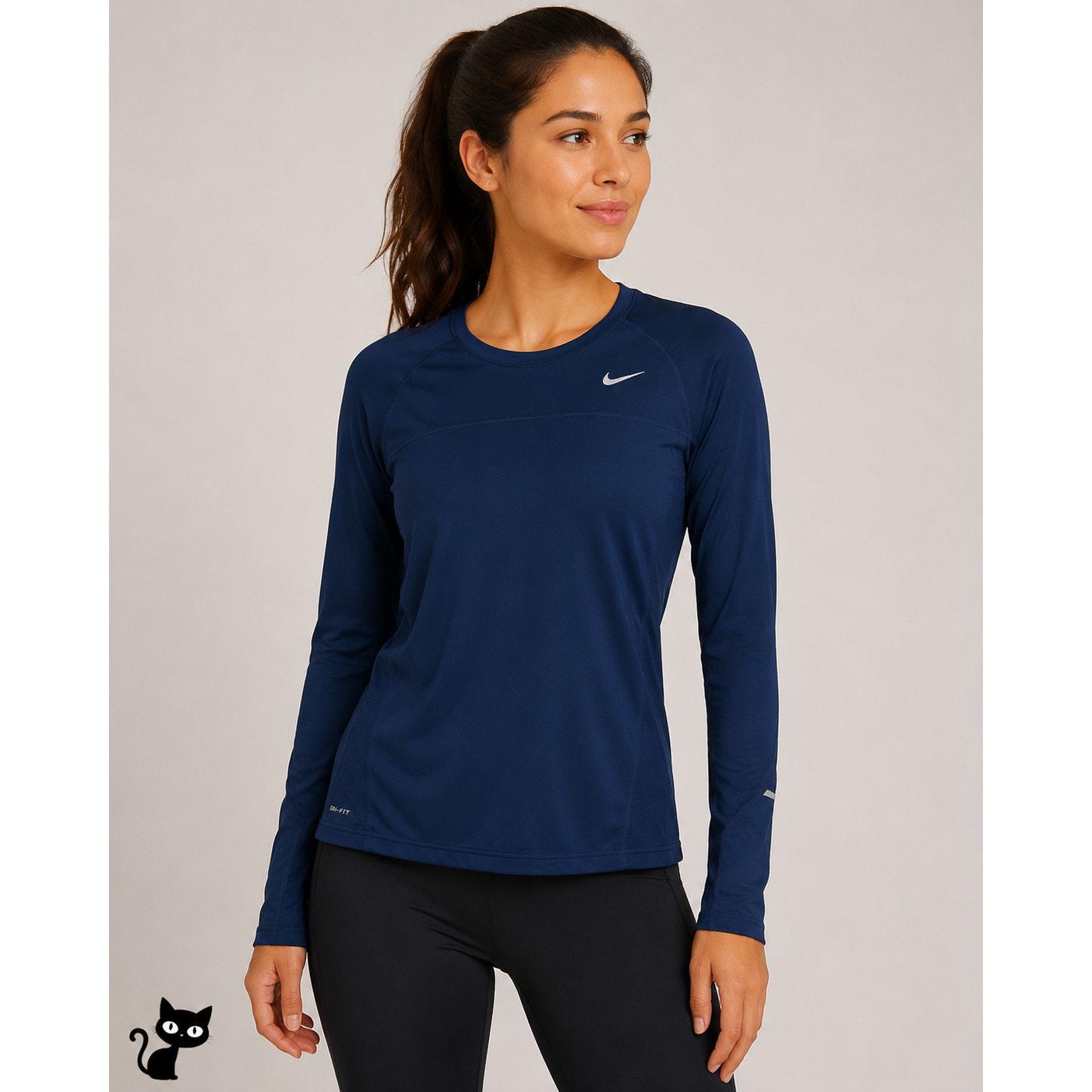 Nike Navy Blue Long Sleeve Round Neck Running Shirt L