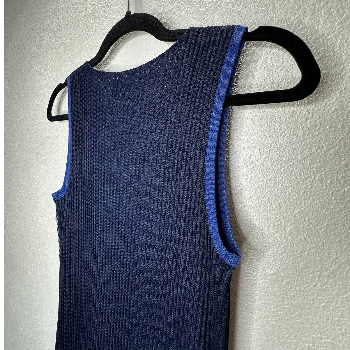 rag & bone Navy Blue Cora Ribbed Double Knit V-Neck Sleeveless Midi Dress XS