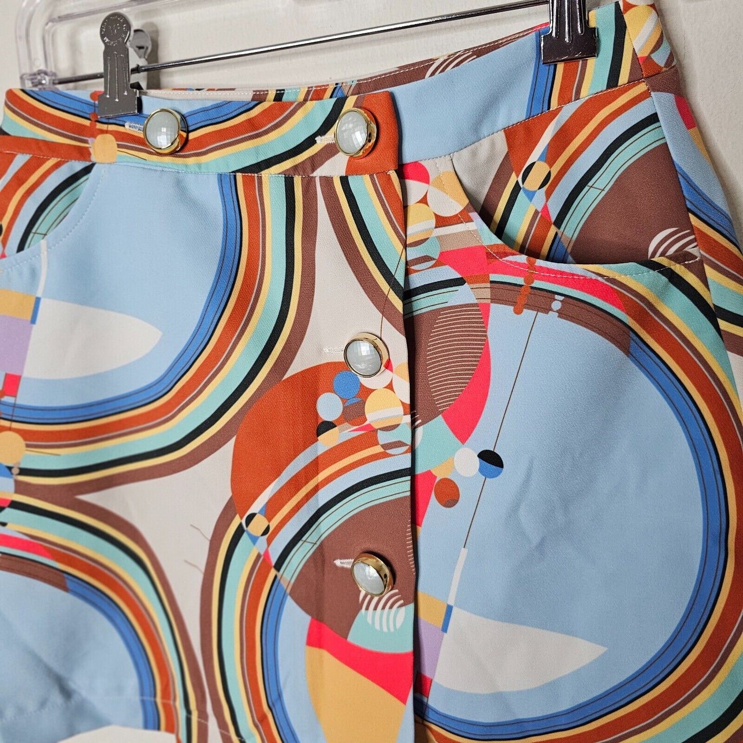 NWT Stefania Vaidani 60s Front Button Crop Top and Matching Button Mini Skirt SM