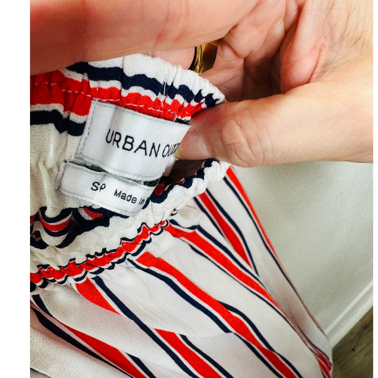 Urban Outfitters Raven White Red Blue Striped Halter Romper Jumpsuit S