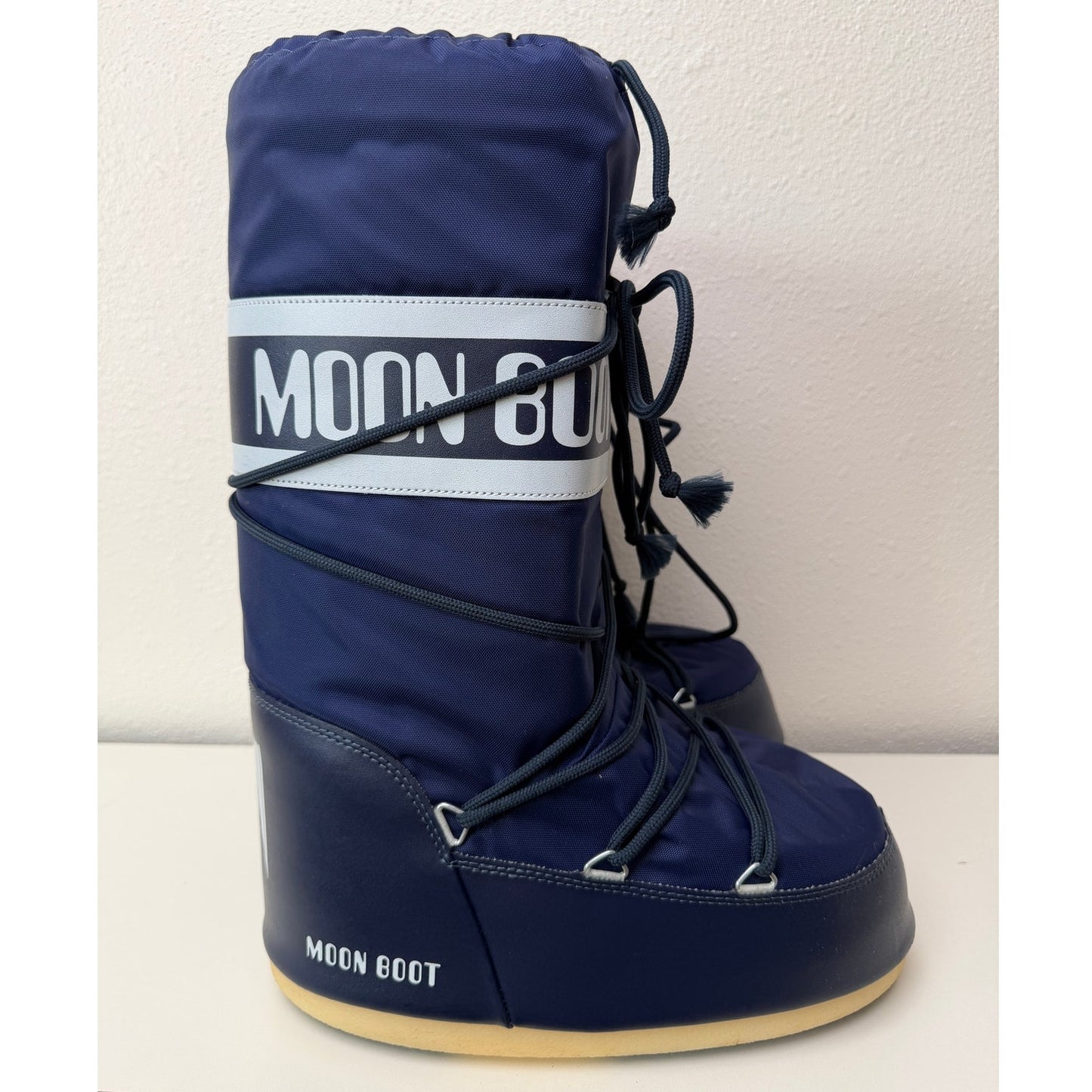 Moon Boot Icon Nylon Snow Boots Navy Blue Unisex EU 42-44 US 9-10.5 w/ bag
