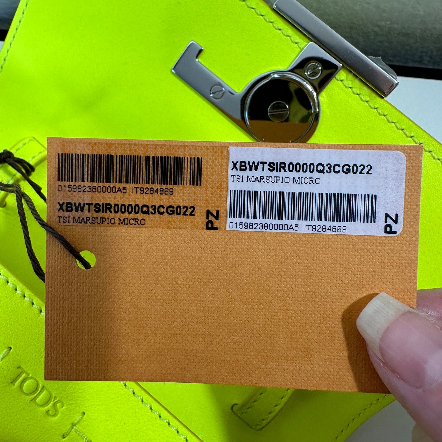 NWT Tod's T Timeless Neon Yellow/Lime Leather Micro Belt Bag Purse