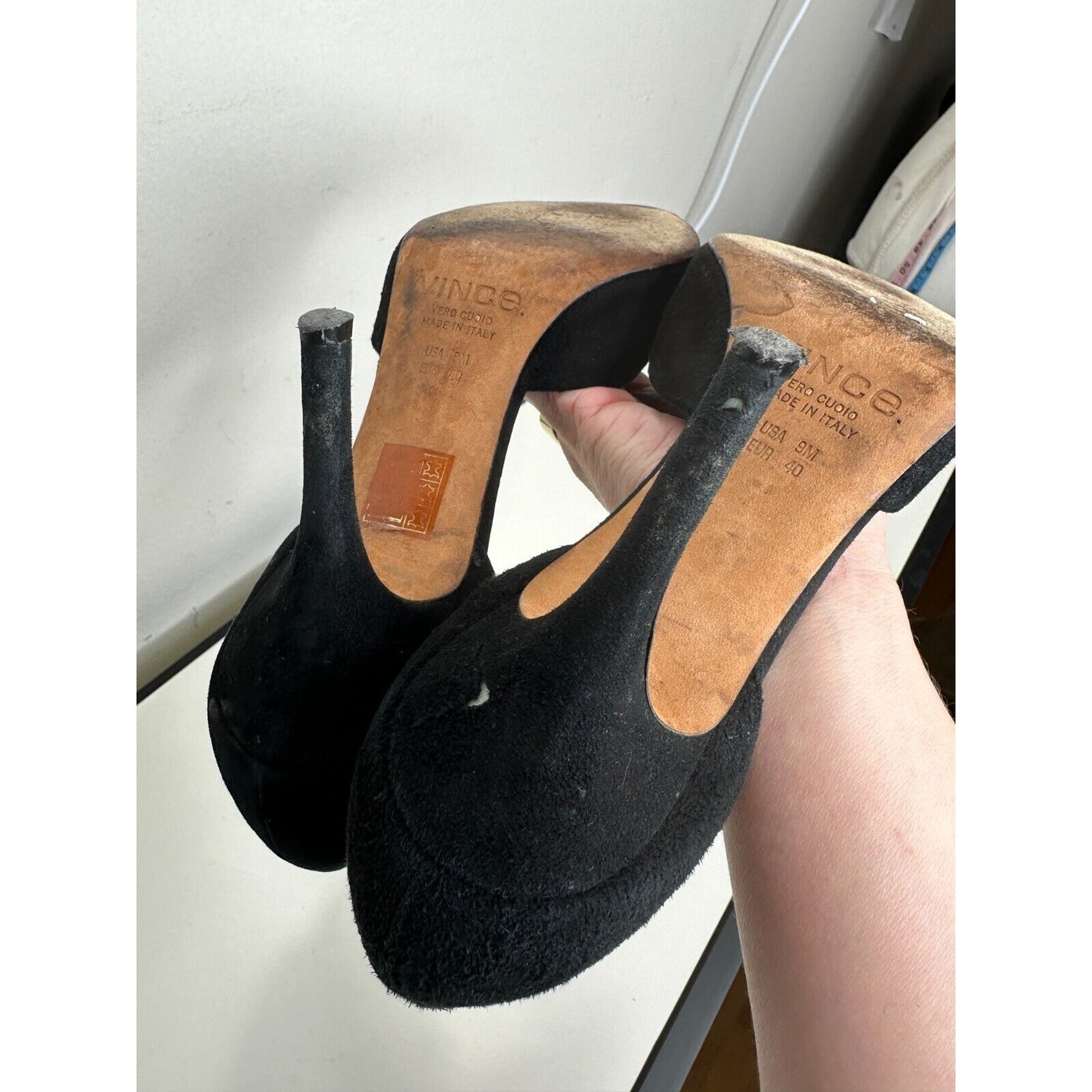 Vince Paulette d'Orsay Black Suede Pointed Toe Cut-Out Stiletto Heel Pump 9