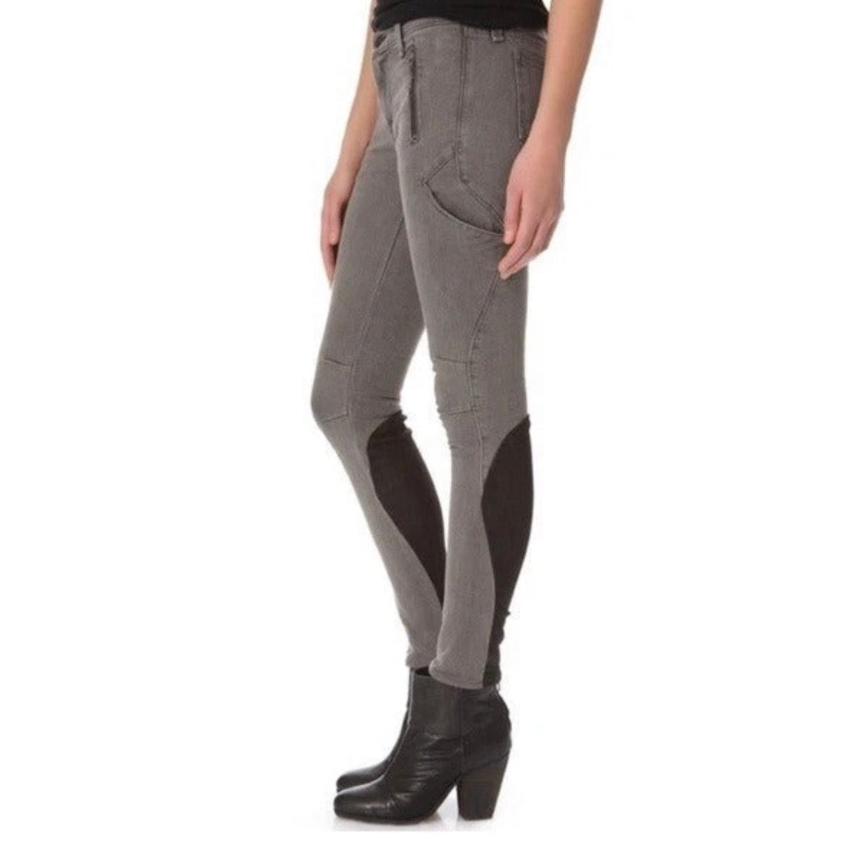 Rag & Bone Iron Skinny Grey Women’s US 28 Mixed Media Zip Jeans
