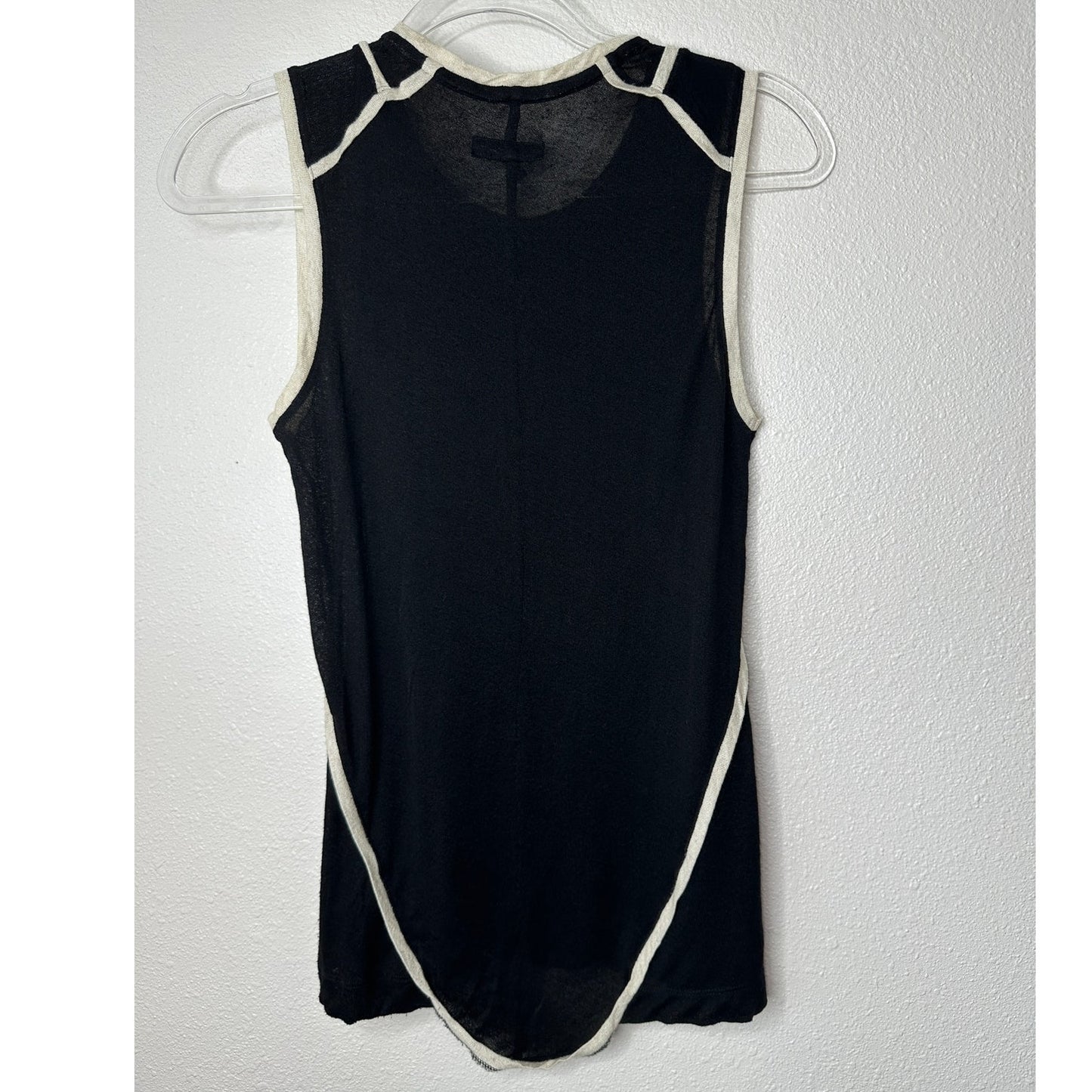 Rag & Bone Black & Cream Round Neck Sleeveless Sheer Tank Top S
