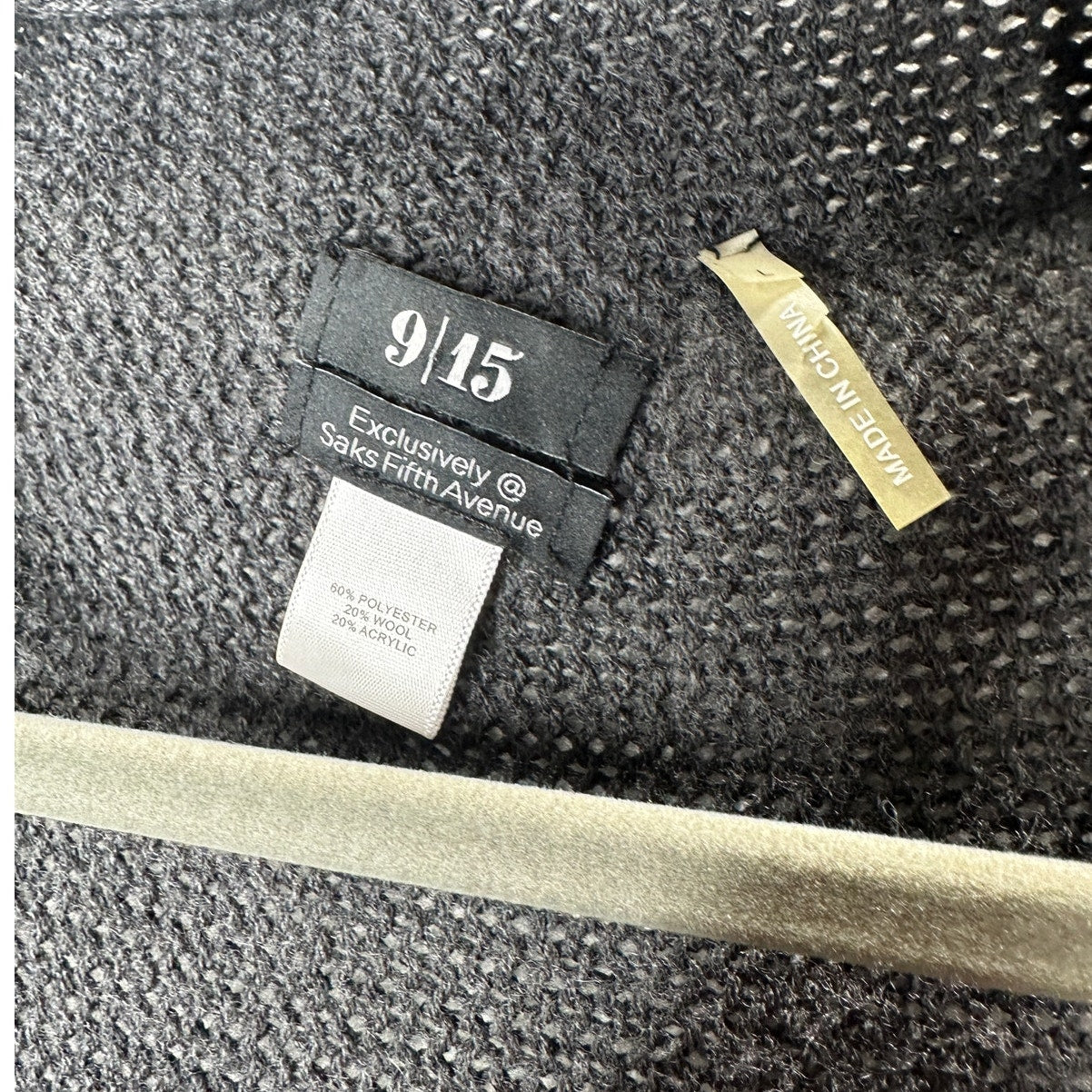 9/15 Saks 5th Ave Dark Gray Waterfall Front Cardigan with Sequins Large