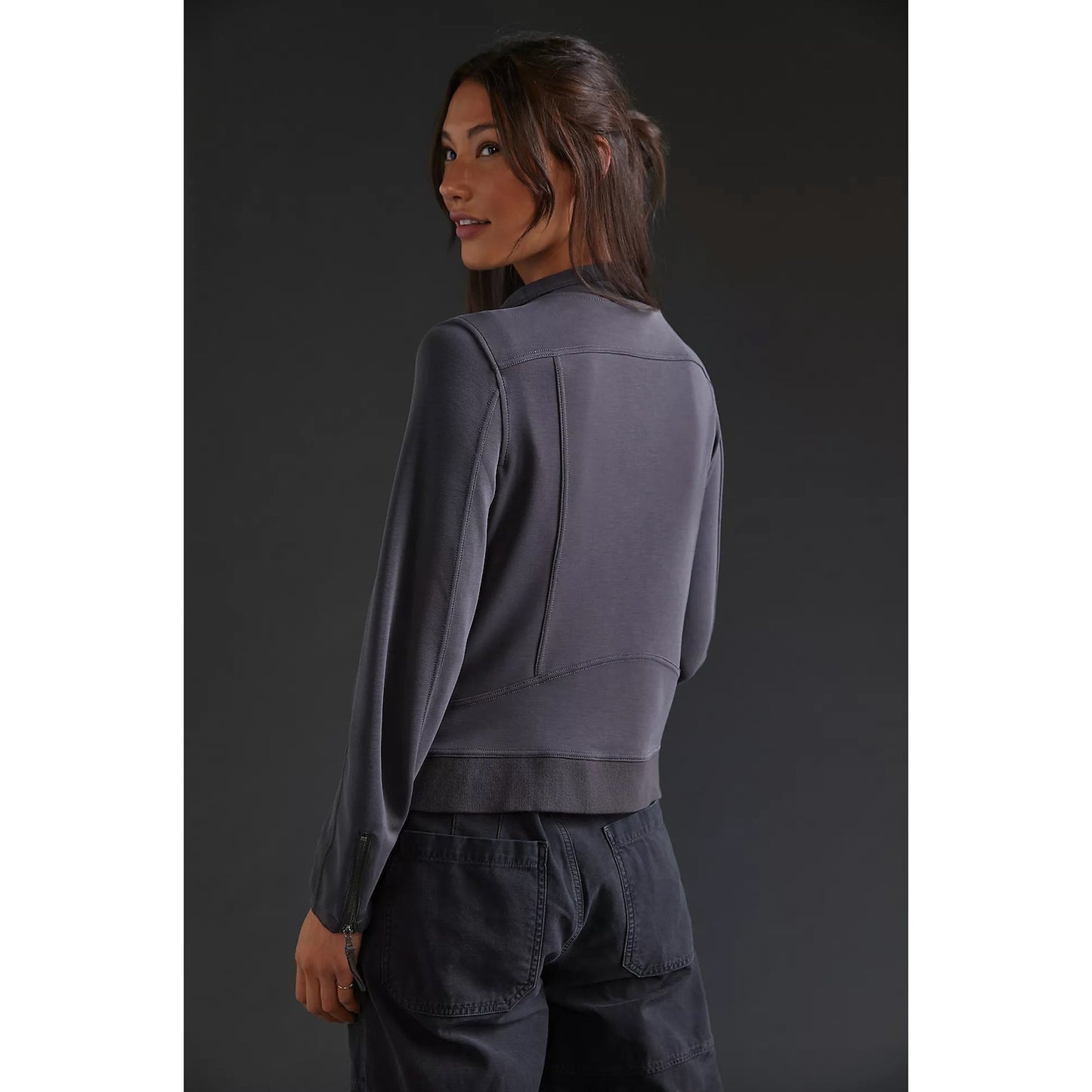 Marrakech Utility Moto Jacket Gunmetal Gray Ultra Soft Stretch Zip XS