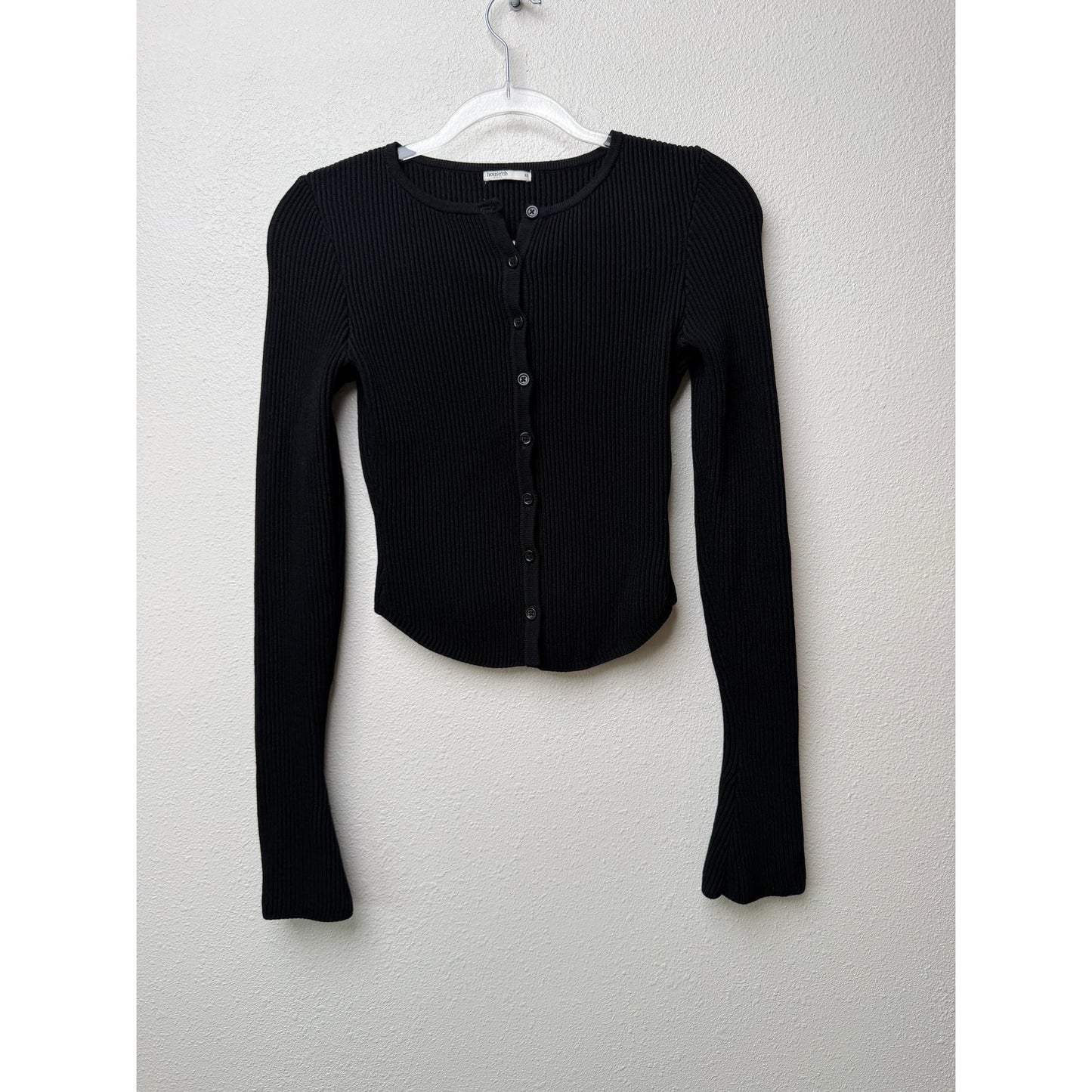 House of CB Sylvia Black Ribbed Cardigan Women XS