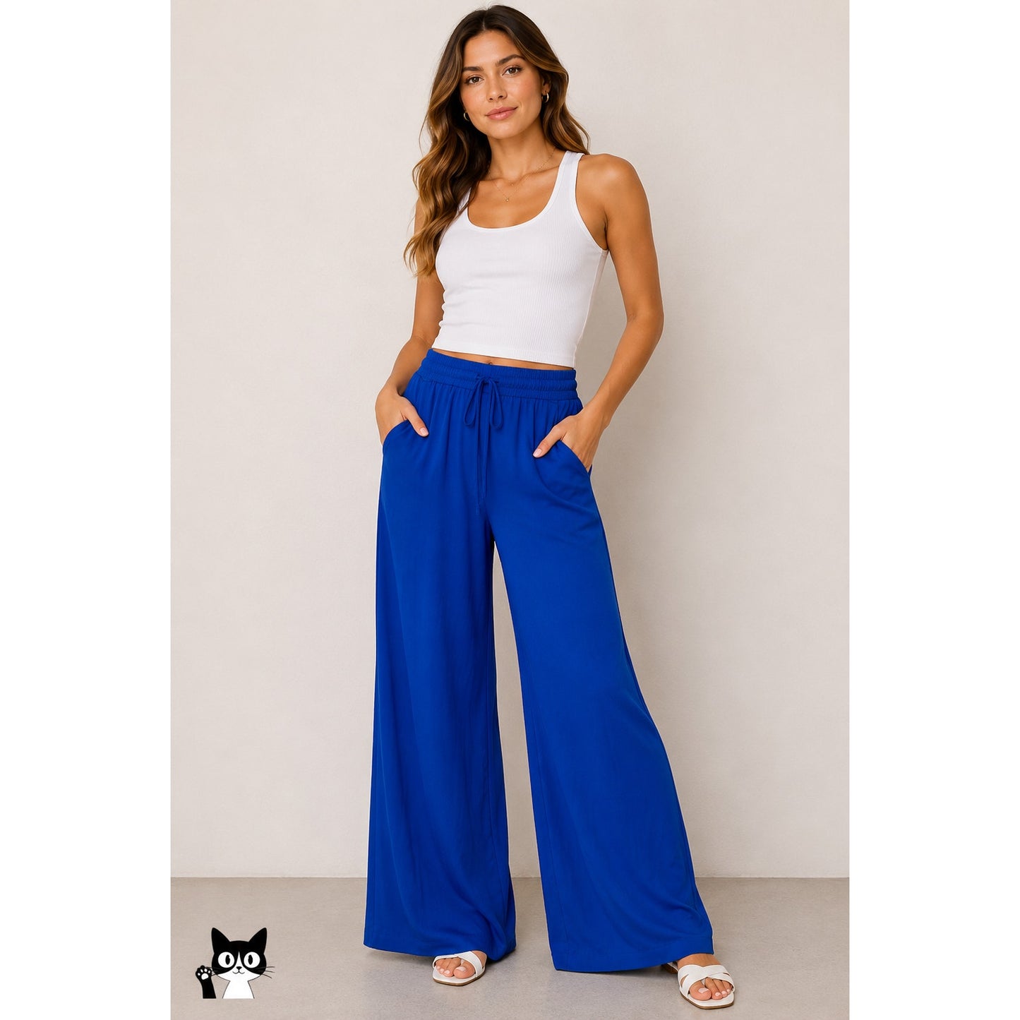 Twelfth Street Royal Blue Palazzo Wide Leg Pants w/ Pockets S