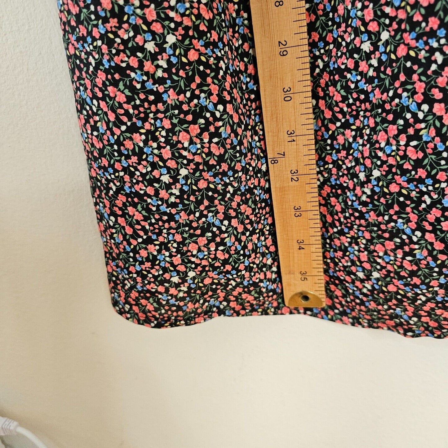 Polly Black Pink Blue Floral Print VNeck Spaghetti Strap Side Slit Dress 6