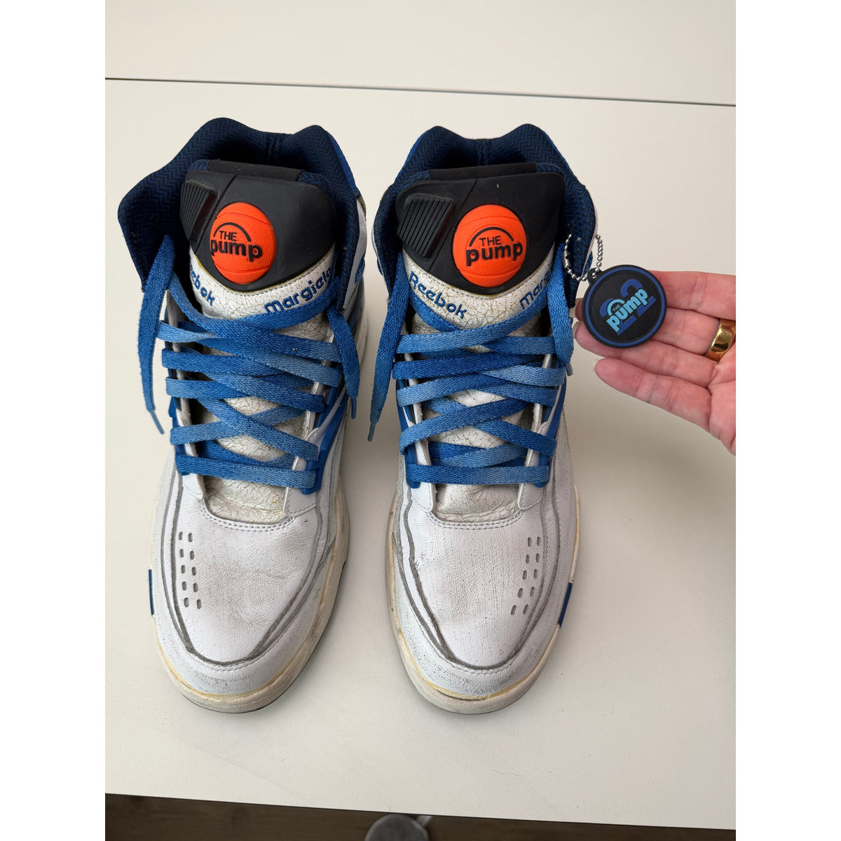 Margiela x Reebok White Blue Pump Sneakers Men's US 10