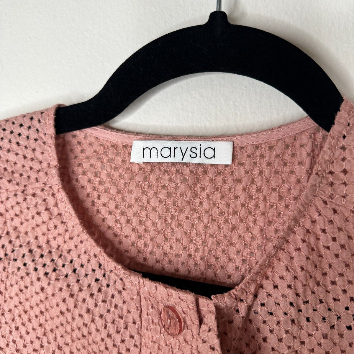 Marysia Mauve Pink Crystal Cove Eyelet Button Front Flowy Ruffle Mini Dress XS