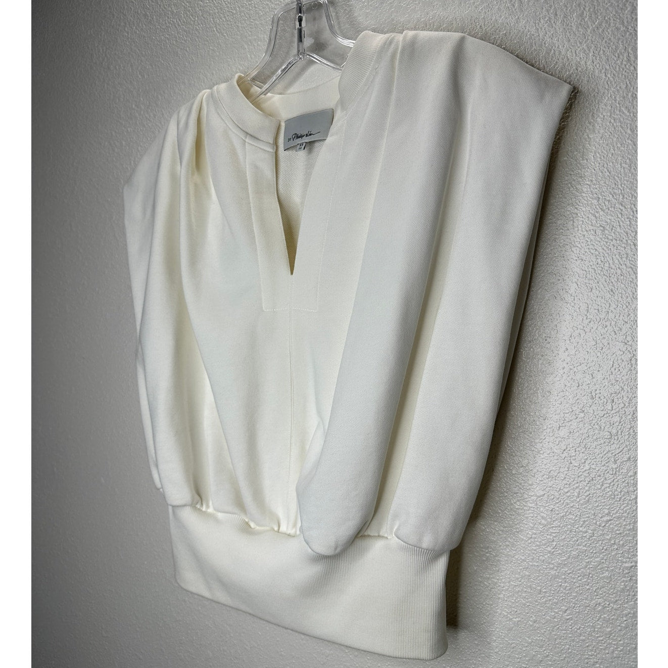 Phillip Lim Ivory Sleeveless Front V Draped Shoulder Ribbed Hem Vest XS