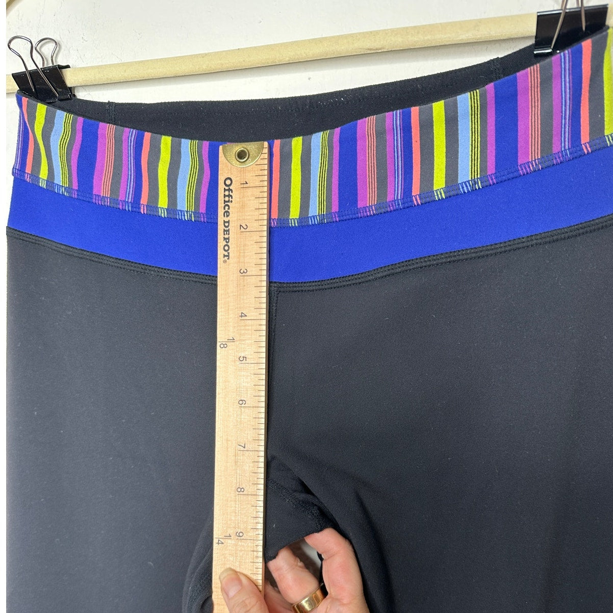 Lululemon Black Groove Flair Pant Multi Color Stripe Waistband Flare Leg 6