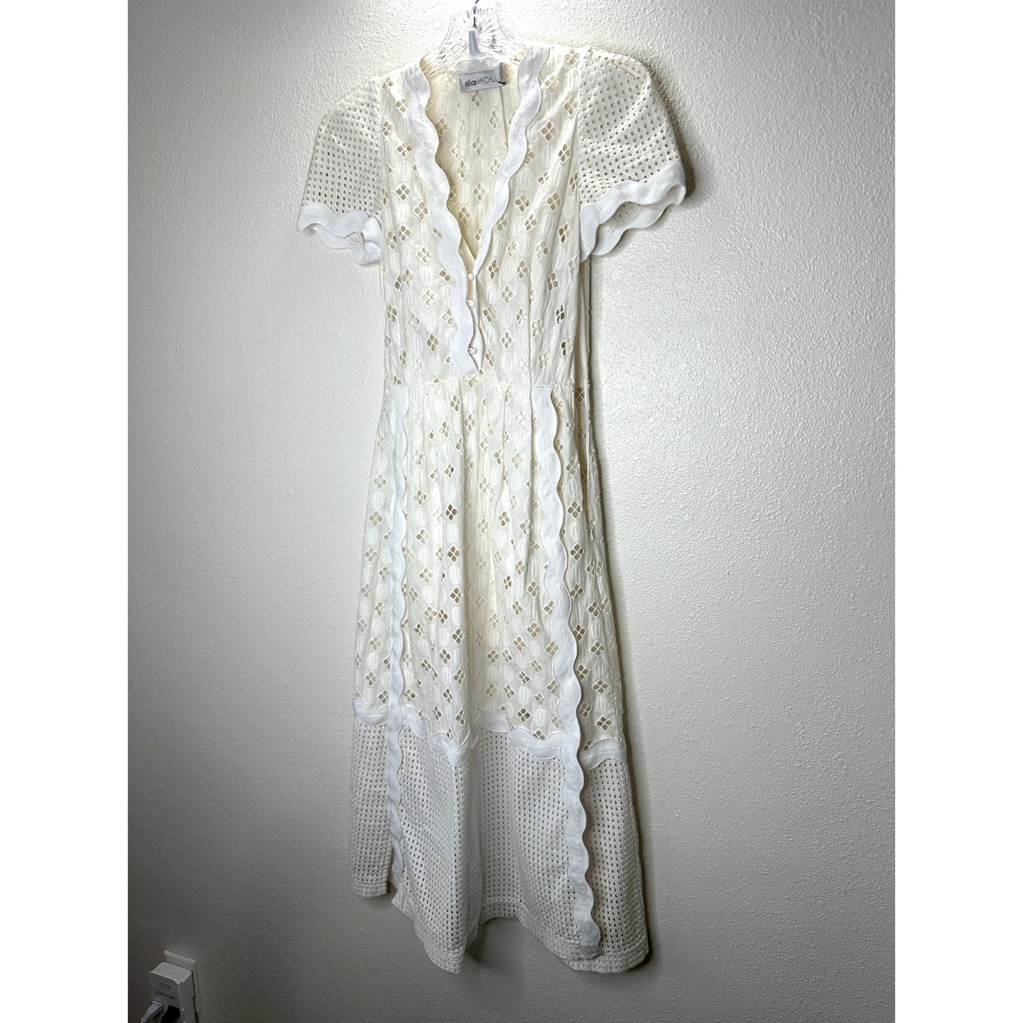 Alice McCall Daybreak White Ivory Broderie Lace Midi with Slip Dress 2