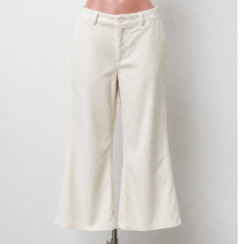 Amuse Society Winter White Wide Corduroy Back Pocket Ankle Flare Pants 27