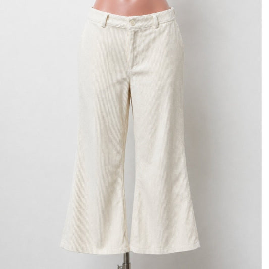 Amuse Society Winter White Wide Corduroy Back Pocket Ankle Flare Pants 27