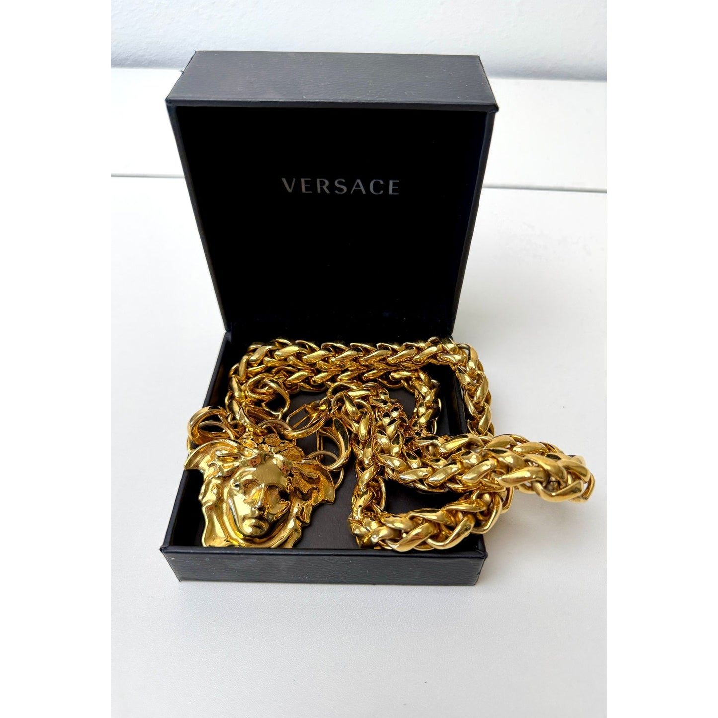 Versace Medusa Gold Double Chain Statement Necklace