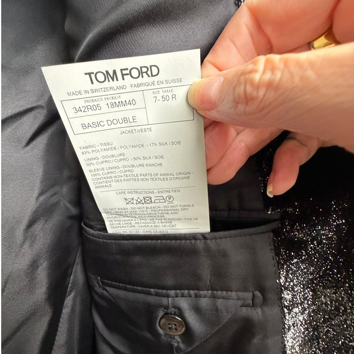 Tom Ford Black Metallic Lurex Textured Dinner Jacket Blazer Men's US 40R