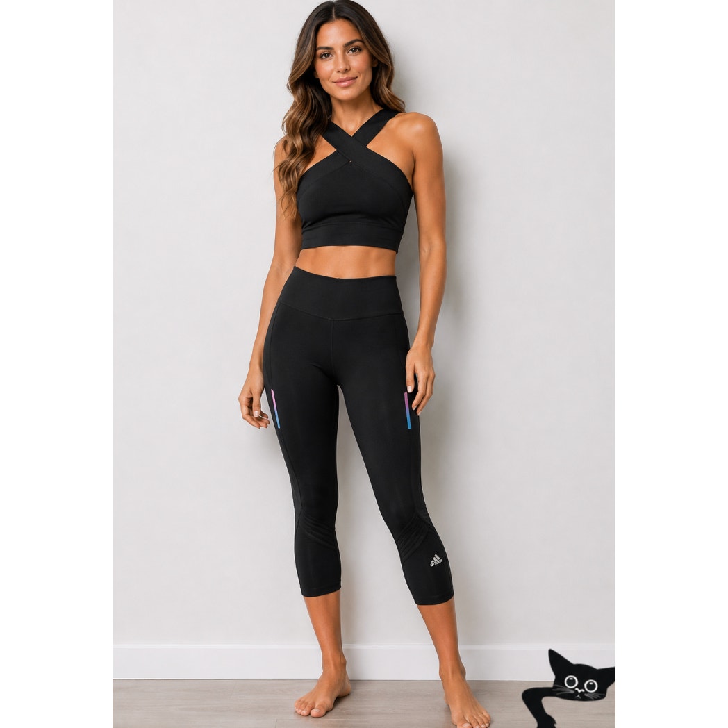 Adidas Mid-Rise Black Running Climacool Aeroready Stretch Pocket Crop Legging SM