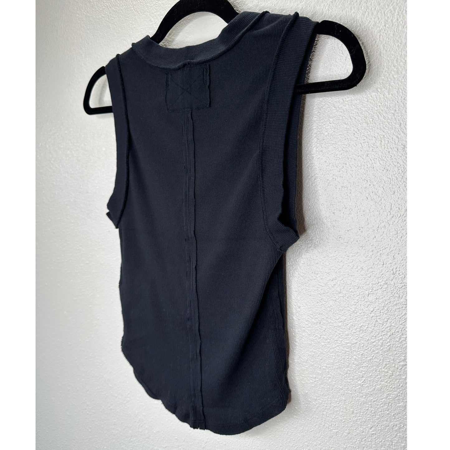 We The Free Black Round Neck Sleeveless Kate Shirt Ribbed Tank Top S