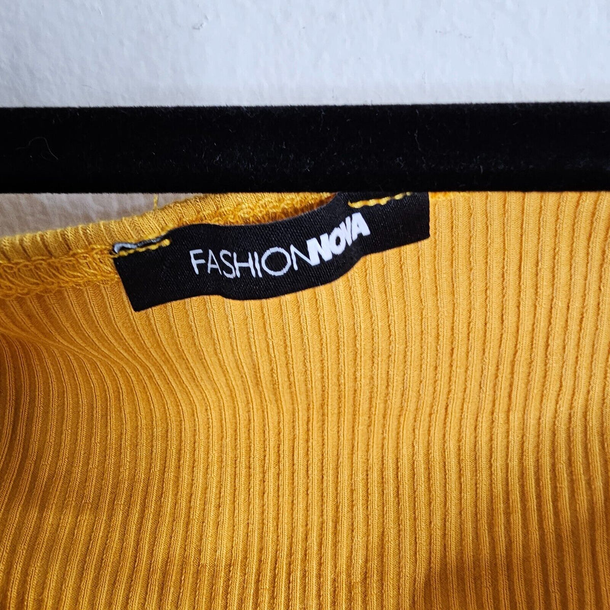 Mustard Take It Or Leave It Off Shoulder Crop SnapTop XS