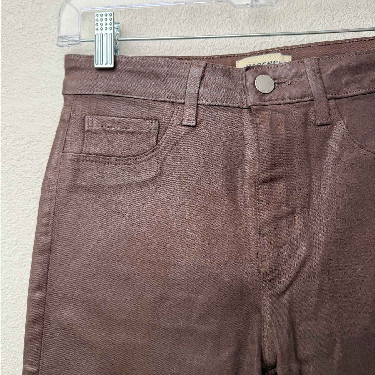 L'Agence Marguerite High Rise Coated Skinny Jeans in Chocolate Size 25