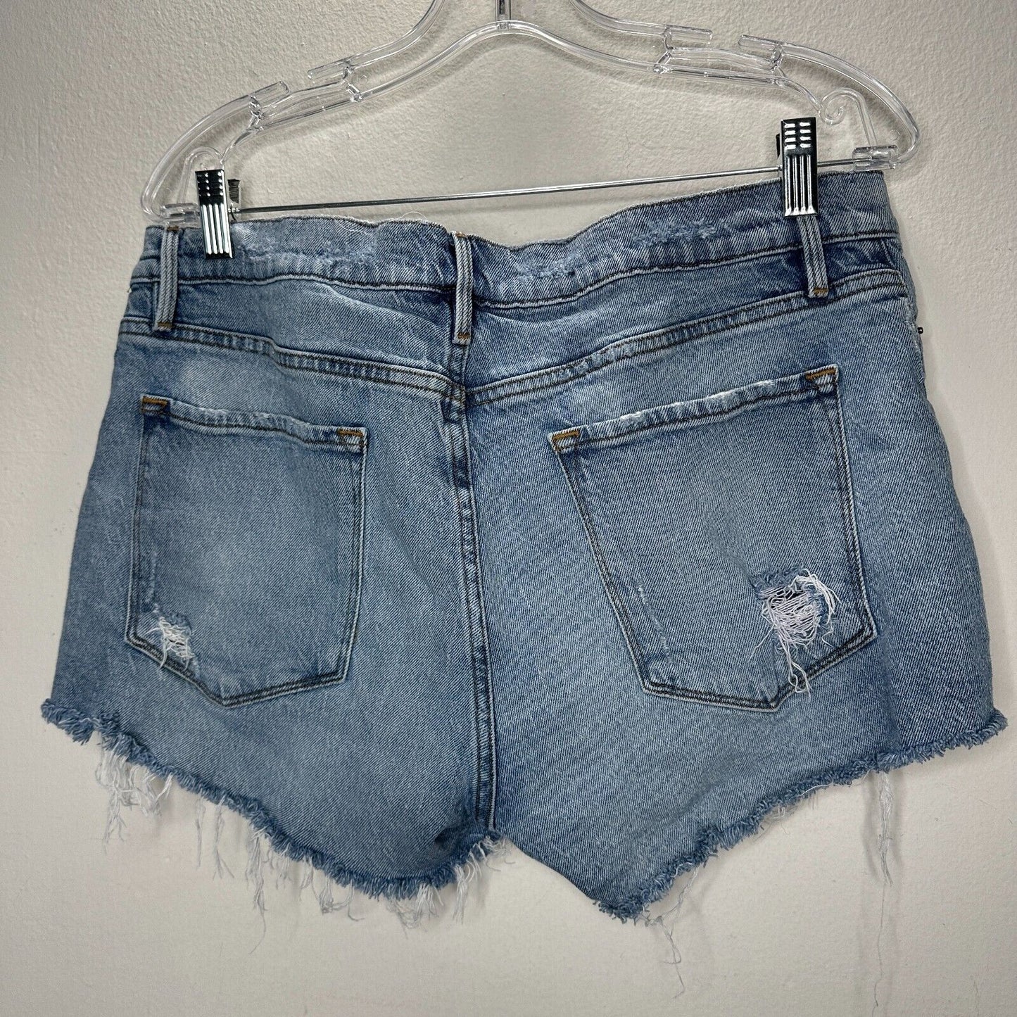 Frame Light Blue Medium Wash Kerouc Le Cutoff Raw Hem Front Zip Jean Shorts 31