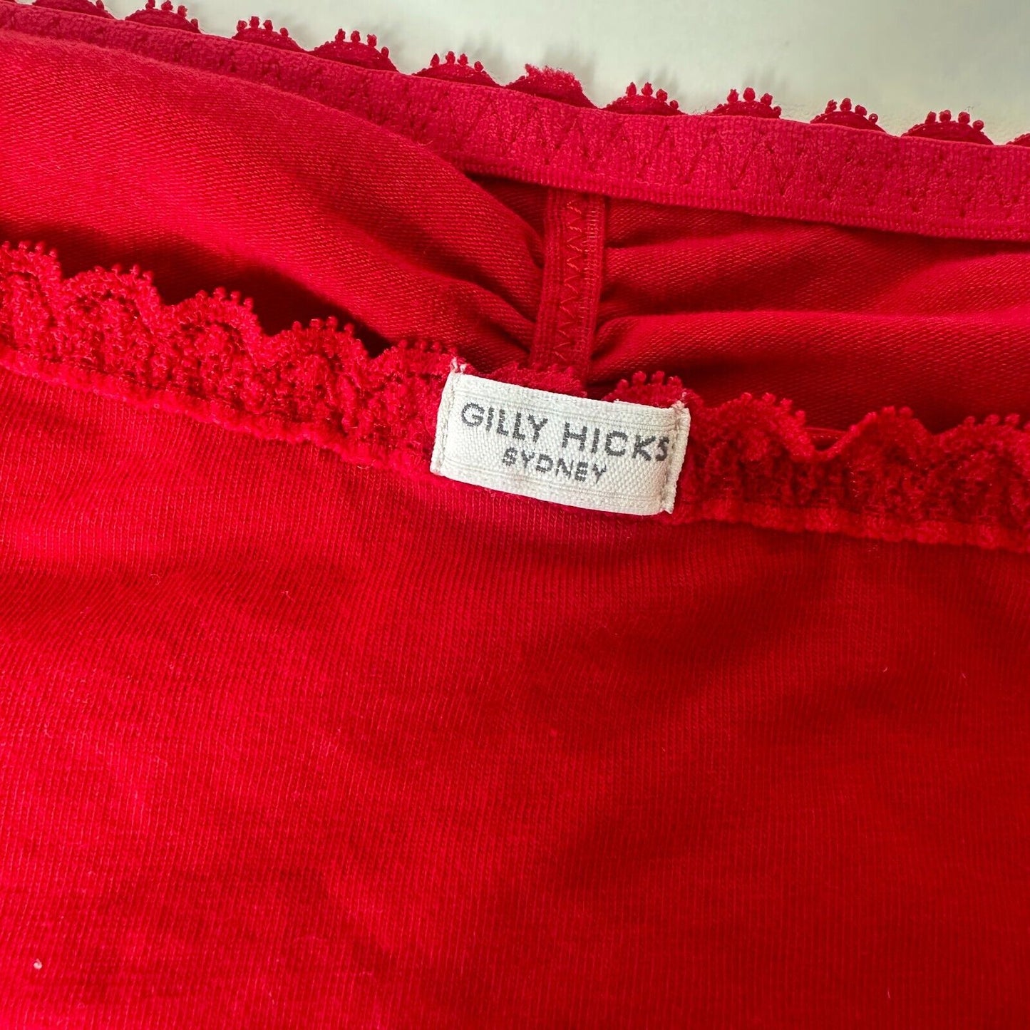 Gilly Hicks Bright Red Lace Design Stretch Relaxed Bandeau Top Large