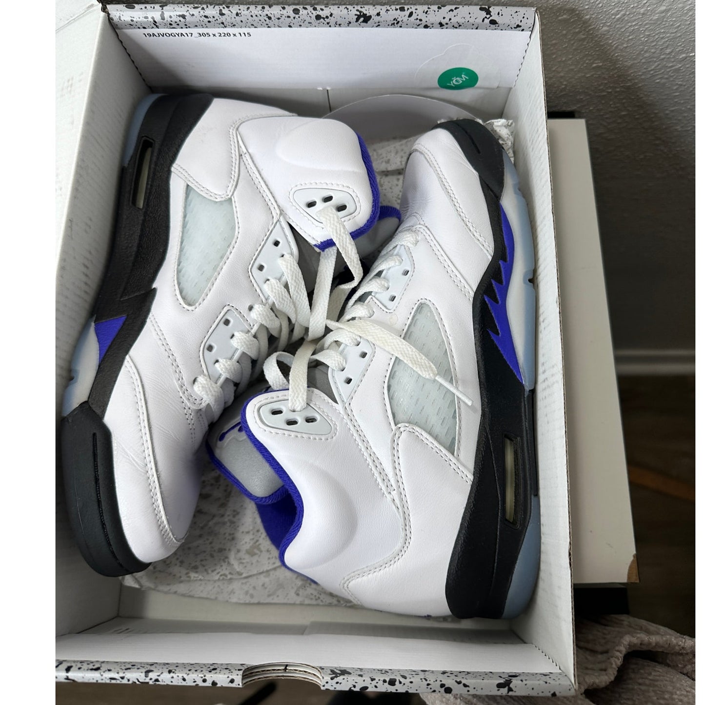 Nike Air Jordan 5 Retro (GS) White Dark Concord Black Sneaker Shoe 6.5