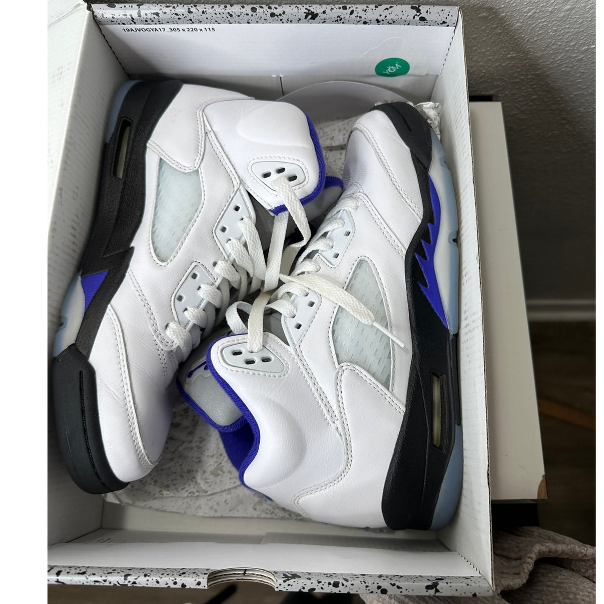 Nike Air Jordan 5 Retro (GS) White Dark Concord Black Sneaker Shoe 6.5
