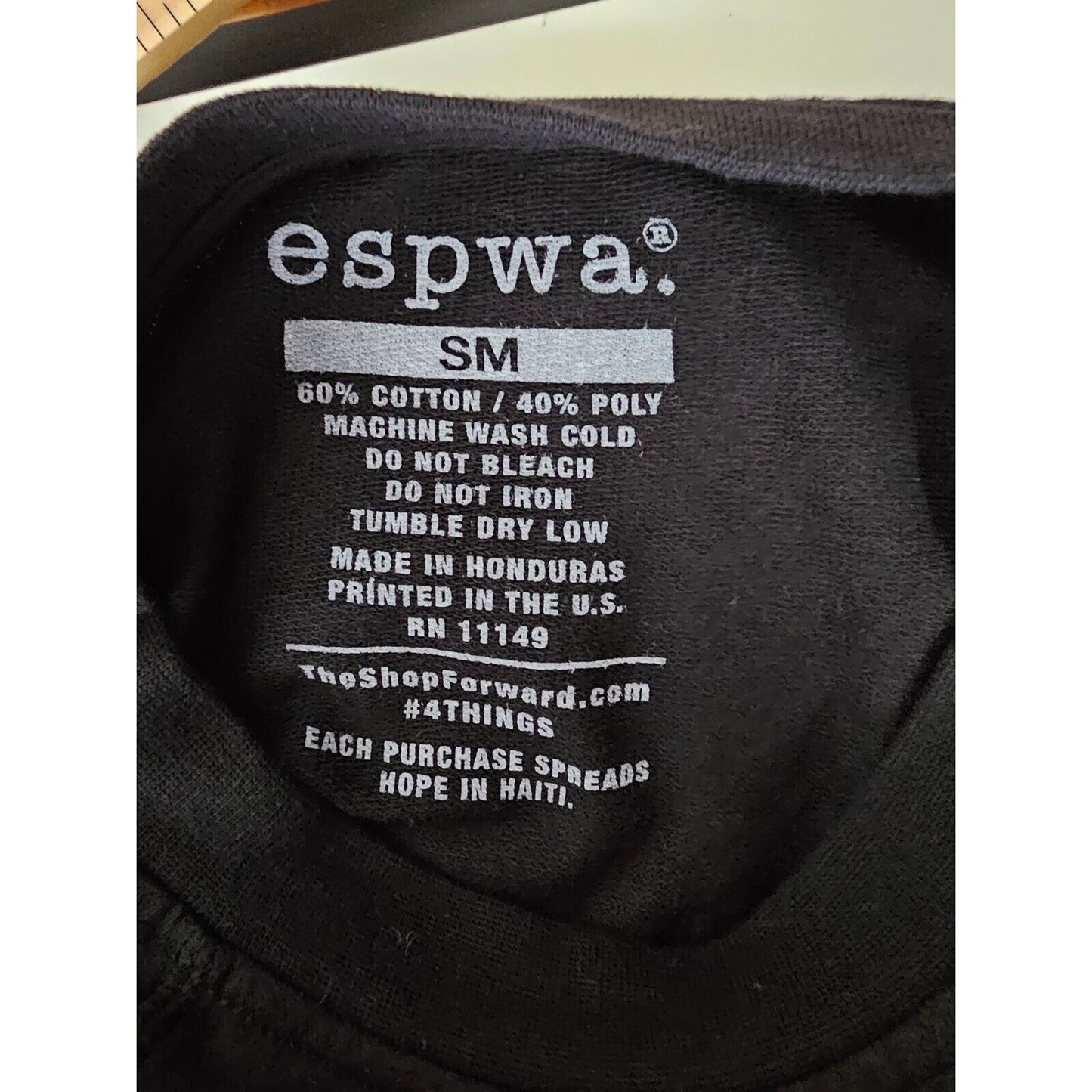 ESPWA Black Long Sleeve Thin Sweater Top Create Music Graphic Tee Shirt Small
