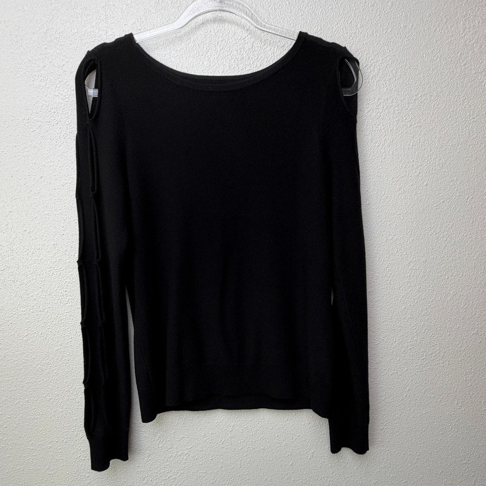 Ramy Brook Black Cutout Sleeve Sweater Women S