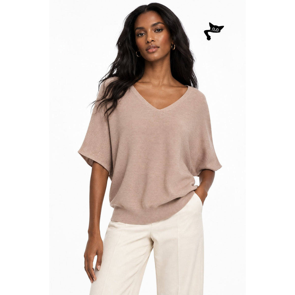 The Reset R Label Essential Pullover Mauve 100% Wool V Neck Dolman Sweater