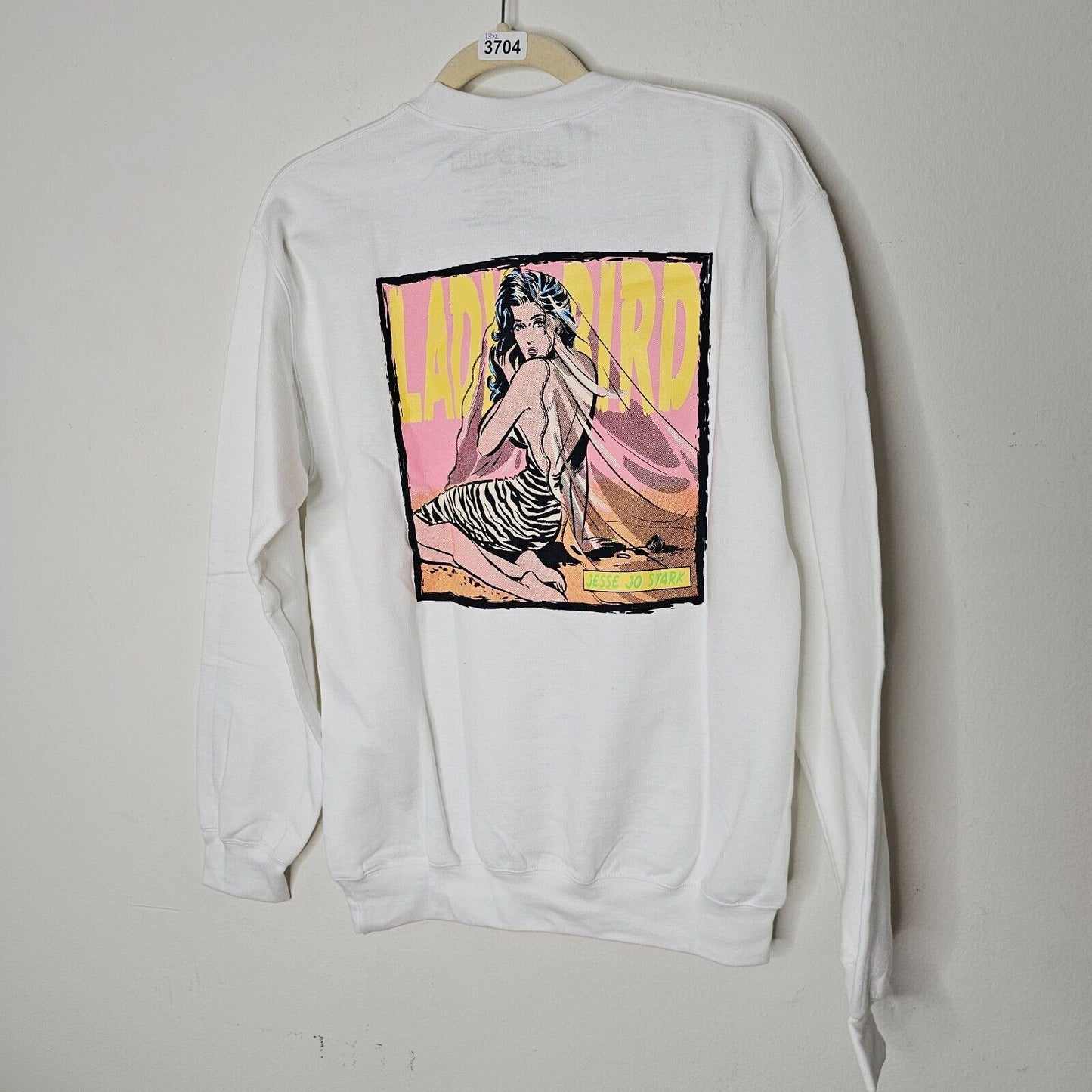 NWOT Jesse Jo Stark Lady Bird Graphic Pullover Crewneck White Sweatshirt Small