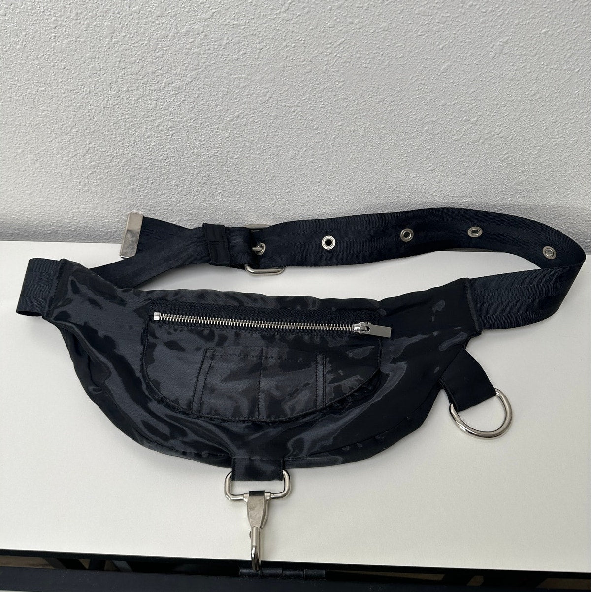 Strike Oil Shiny Canvas Belted Felt Fanny Pack