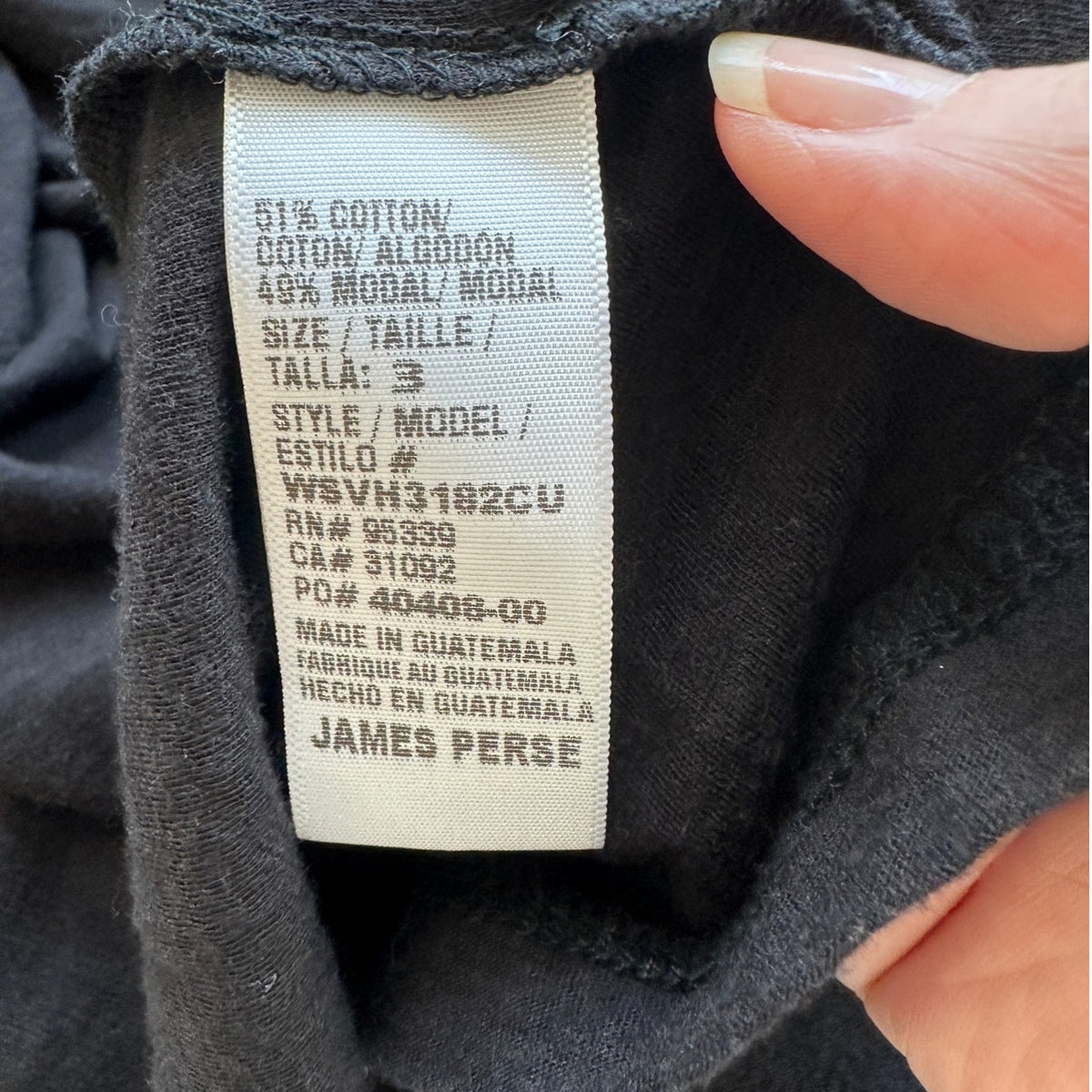 James Perse Black Deep V Round Neck Slub Tee Shirt Cap Sleeve Top 3 / L