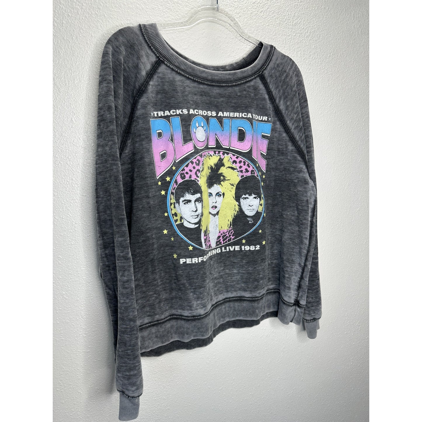 Recycled Karma Burnout Gray Crew Neck Long Sleeve Blondie 1982 Tour Sweatshirt S