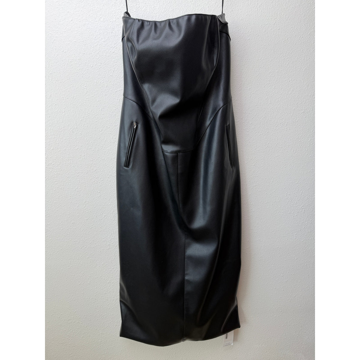 NWT KHY Black Faux Leather Strapless Dress Womens XL
