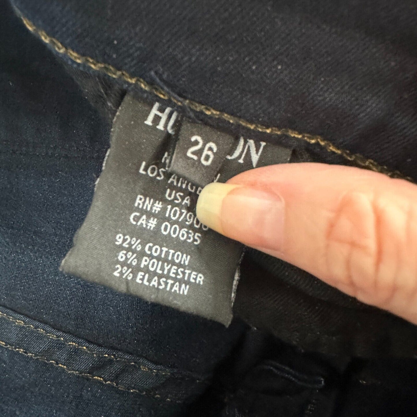 Hudson Dark Wash Angel Flare Low-Rise Slight Whiskering 5 Pocket Denim Jean 26