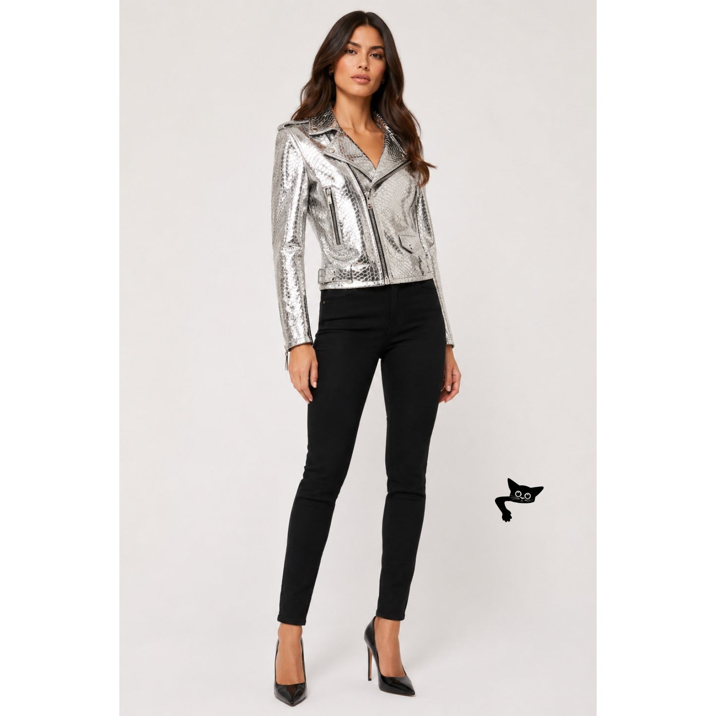 Giuseppe Zanotti Silver Python Moto Jacket Women's L