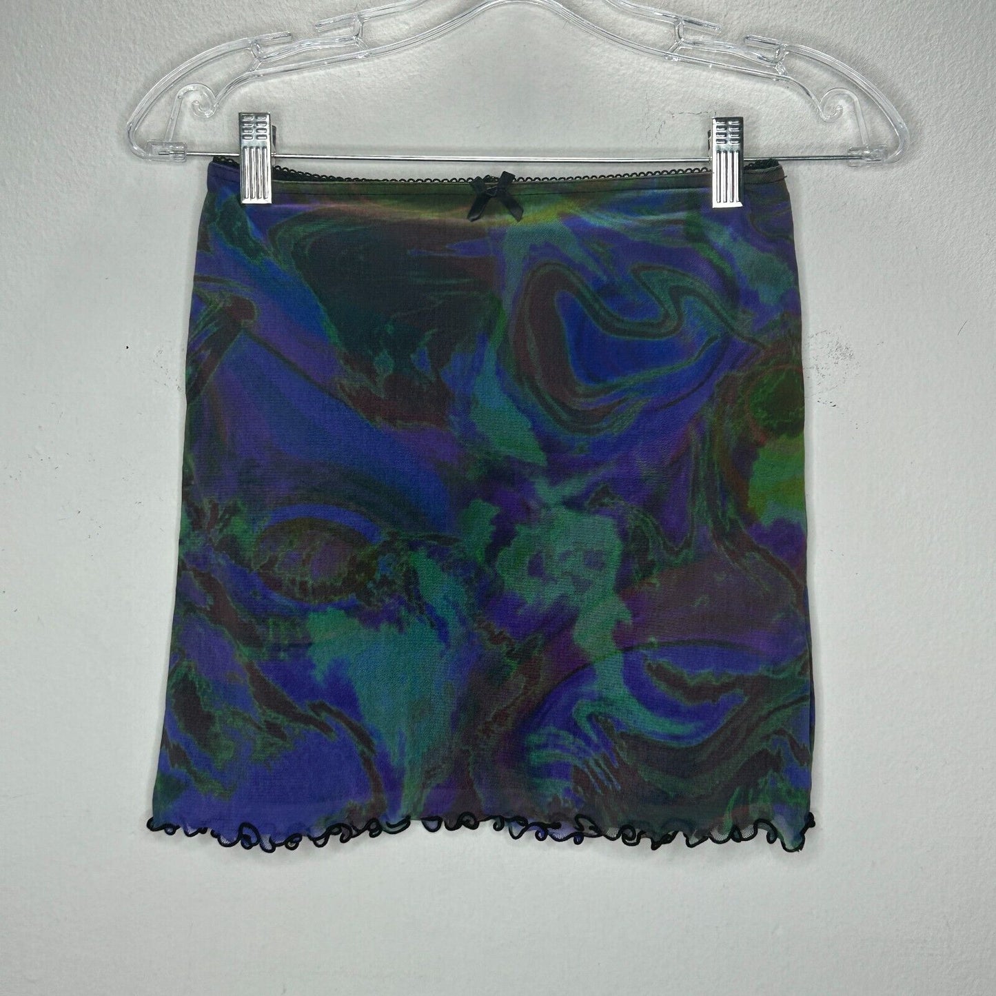 Urban Outfitters Purple & Green 60s Swirl Print Stretch Mini Skirt