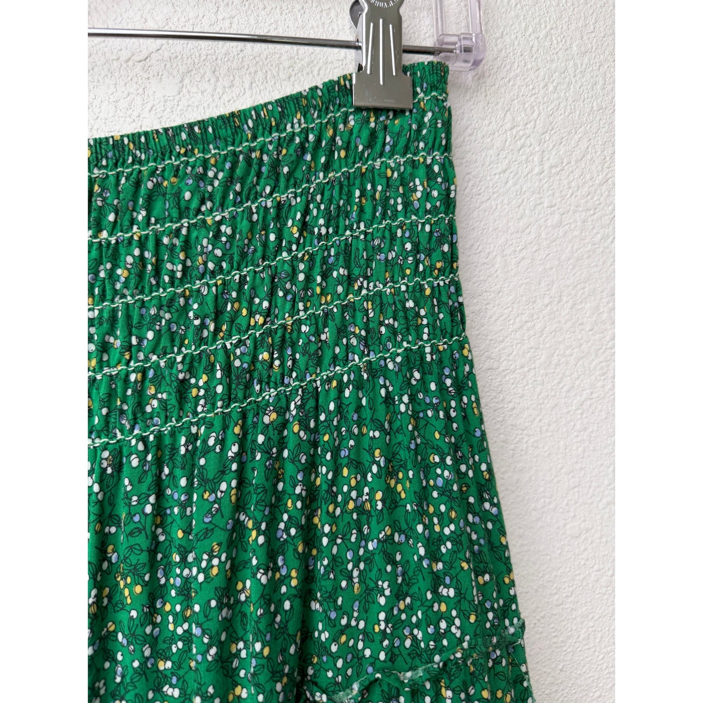 Max Studio Green Floral Tiered Midi Skirt Womens M