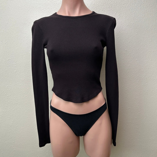 AGOLDE Nova Tee Black Ribbed Crop Top XS