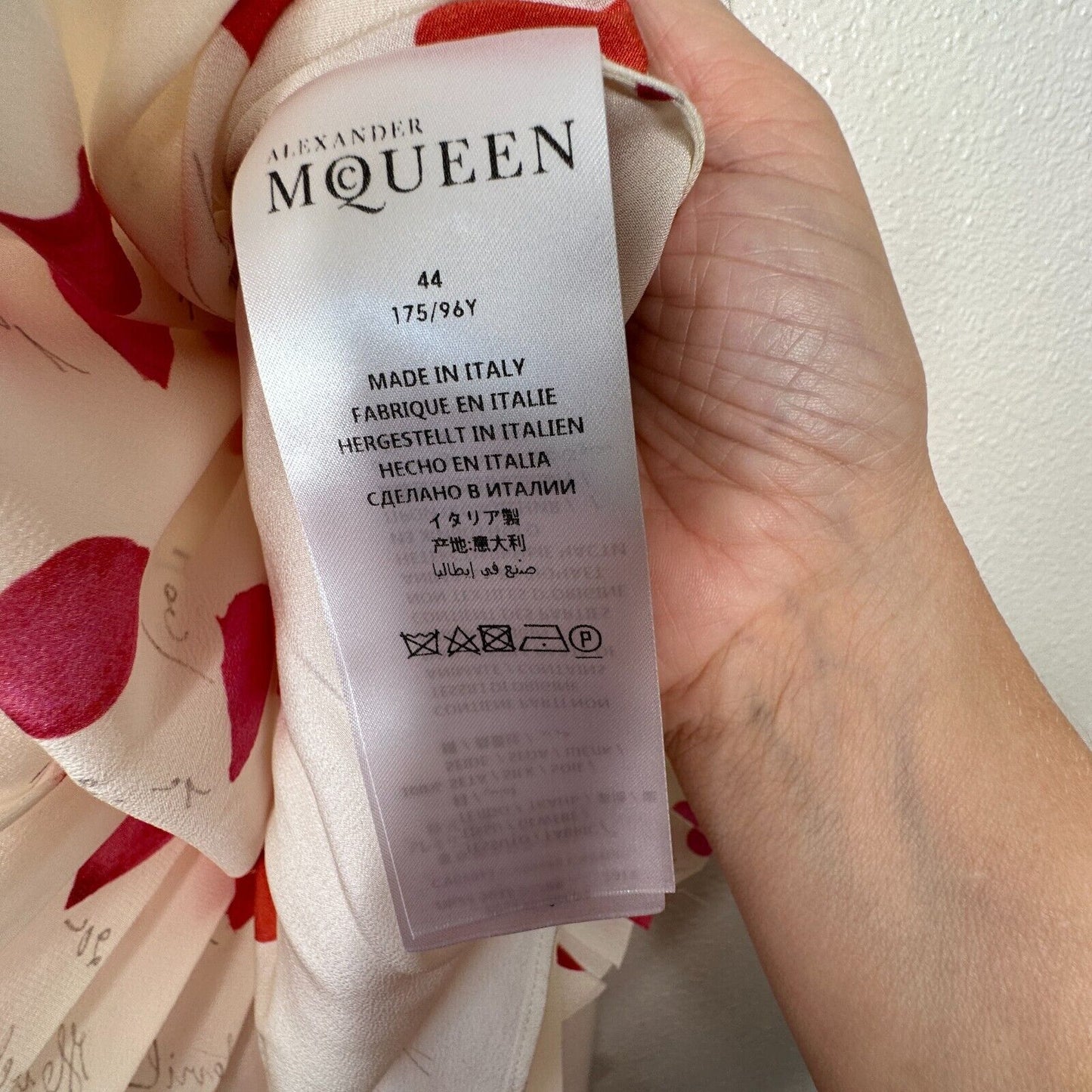 Alexander McQueen Cream Red Sleeveless Asymmetric Pleated Ruffle Blouse 44 / 12