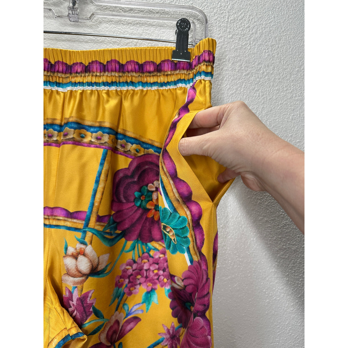 La DoubleJ Yellow Multi-Color Printed Silk Pull-on Palazzo Pant XL